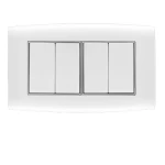 مفتاح كهرباء عريض رباعى 10 امبير أمنية الفنار مقاس 14×7 سم اللون ابيض بحلقة كروم