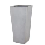 مزهرية ورد فايبر جلاس، ارتفاع 90 سم، عرض 24 سم، لون رمادى فاتح 