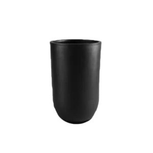 Fiberglass Planter Cylinder Shape Diameter 45 cm Height 75 cm Black | Verde