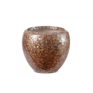 وعاء زيني فايبر جلاس دائري 37×42×42 سم بني | حدائق السلطان