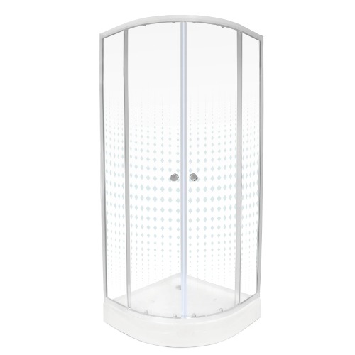 Shower Enclosure with Corner Acrylic Tray 80x80x185 cm, White | Al Dossary