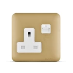 فيش مفرد 13 أمبير مع مدخل يو اس بي 2.1 امبير، لون ذهبي، 7×7 سم | سبكترا