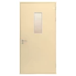 Fire door SFFECO  galvanized steel  with a rectangular glass window Model SF/SD Single Door leaf size 1950×900   mm  Color Beige