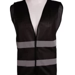 Medium duty safety vest,  Reflective strips, Size M, Weight 1 kg, Black Color 