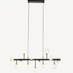 Luxurious black and gold ceiling pendant, dimensions 132x56x158 cm