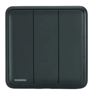 10A 3 Gang 2 Way Light Switch 86x86mm, Black, 250V | Siemens (Delta Seata)