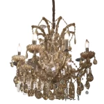 Classic Crystal Hanging Light with 9 Arms, 110 cm Length, 80 cm Width, Gold