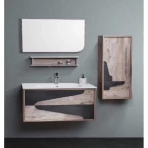 Marble Surface Ceramic Wash Basin 80 cm, Gray Beige | Al Muhaidib Sanitary and Ceramic