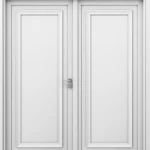 باب خشب مزدوج بتصميم فاخر، لون ابيض، مقاس 220 × 235 سم، موديل EX07