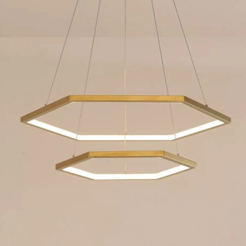 Modern Metal Pendant Adjustable Height 100 cm Diameter 80+60 cm Golden | Matkel Store