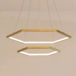 نجفة مودرن معدن، ارتفاع قابل للتعديل 100 سم، قطر 80+60 سم، لون ذهبي