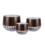 Steel planting pot, size 39 x 32 cm, brown color