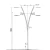 Double Arm Lighting Poles, length 8 m, base 900 mm, thickness 4 mm