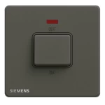 مفتاح مفرد 45 امبير ثنائي القطب مع مؤشر ضوئي (نيون)،  فضي داكن، مقاس 86×86 مم، 250 فولت، ماركة سيمنز (دلتا بيليوس)