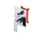 Square Concealed Chinese Shower Mixer Face, Chrome Color, Two Lines