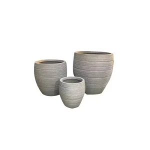اصيص زرع فايبر جلاس 29x29x30 سم رمادي بيضاوي | مؤسسة زهرة الريان