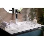 Counter Top Clear Glass Wash Basin Size  46x33x10.5 cm