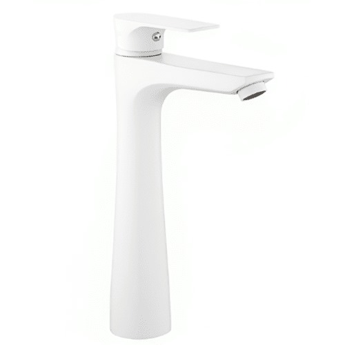 Automatic Brass High Washbasin Mixer, White Color | Al Muhaidib Sanitary and Ceramic