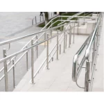 درابزين ستانلس ستيل للمنحدر بمقبض دائري 1.25 انش ارتفاع 90 سم