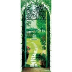 Mural image forest design, size 86×200cm, green color
