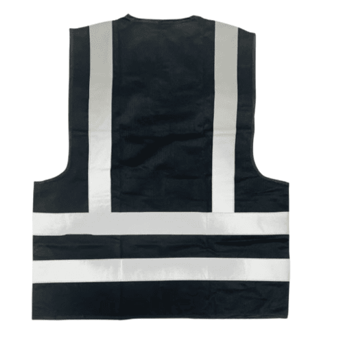 Reflective Safety Vest Size L, Black, 4 Pockets, Reflective Strips | Safety Store