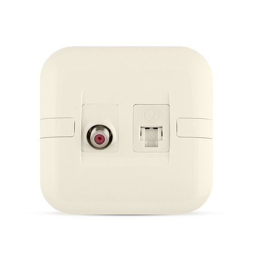 فيش تليفون RJ11 6P6C + فيش دش مائل، مقاس 7×7 سم، بيج | Spectra