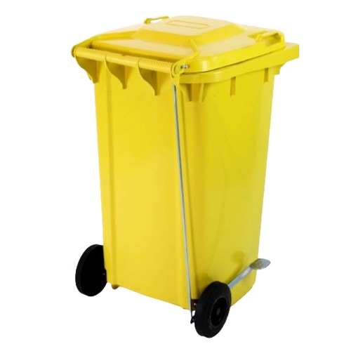 HDPE Plastic Waste Bin 70x55.5x100 cm, 240 Liters, Yellow | AL-FURIDI FACTORY FOR PLASTIC INDUSTRIES