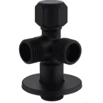 Chinese Brass Two Outlets Angle Water Valve, Size 1/2 inch, Matte Black Color