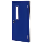 Fire door SFFECO Cold rolled steel  with Glass Window  Model SF/SD Single Door leaf size 1950×900   mm  Color Blue