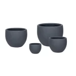 Small Circular Gray Fiberglass Planter 24.5x29x29 cm