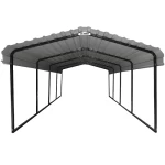 Steel Car Canopy with Corrugated Sheet Roof, Square Columns, Height 1.5 meter, Panel Width 2 meters