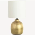 أباجورة طاولات بتصميم فاخر، حجم 20×20×33 سم، لون ذهبى مع ابيض