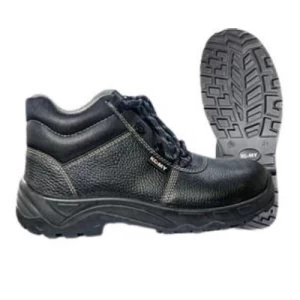 Work Safety Shoes Split Cowhide Size 44 Black with Gray Stitching | KO
