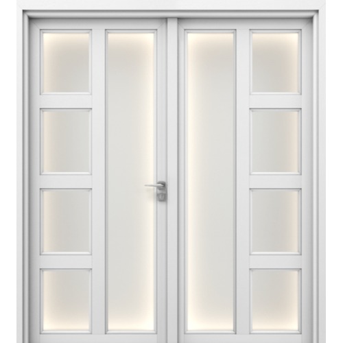 ابواب بريميوم خشب مزدوجة تصميم كلاسيكي، مقاس 220 × 235 سم، لون ابيض | GPR07