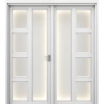 Premium Double Wood Doors with Classic Design, Size 220 × 235 cm, White Color, Model GPR07