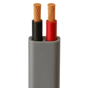كابل كهرباء مسطح 16 مم² 2 خط نحاس مجدول 300/500 فولت، PVC 85°C، رمادي، 1000 متر | السعودية للكابلات