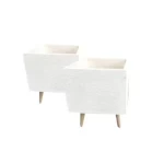 حوض زراعة فايبر جلاس أبيض، مقاس 35×35×25 سم