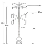 Street lighting pole, length 10 meters, thickness 4 mm base 400 mm