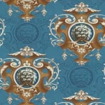 Wall Paper Venice Collection, Size 5 m², Blue With Brown Color, Product Code 18-5768