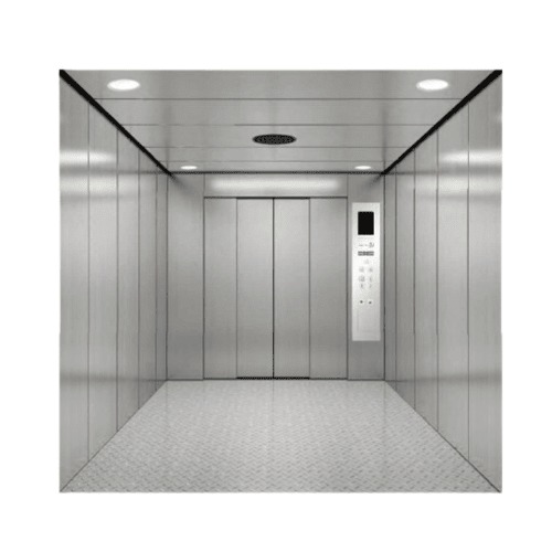 Machine-room-less Freight Elevator 2000 KG Load 0.5 m/s Stainless Steel Double-Folded Center Door | 