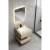 Single Basin Artificial Marble Bathroom Size 60 cm, Laser Basin with LED Mirror, Beige