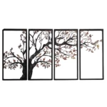 لوحة زخرفية معدنية أجواء الخريف، لون أسود، عرض 150 سم، ارتفاع 69 سم