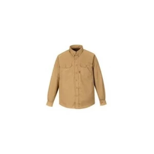 Flame Resistant Shirt with Treated Buttons, Size S, Brownish Yellow | Reda Safe