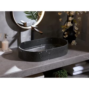 Black Counter Porcelain Basin Height 12 cm Width 35 cm Length 60 cm, Giulia Model | Abyat Company