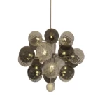 Modern Hanging Chandelier with 10 Gray Glass Circles, Size 42 × 42 cm