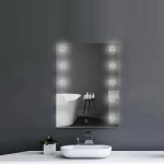 Silver Rectangular Mirror with Touch LED Light, Size 60 x 80 cm, Silver Color