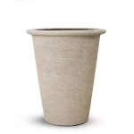 Fiberglass Plant Pot, Cylinder Shape, Width 48cm Height 57cm, Beige  Color