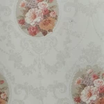 Floral wallpaper, vinyl wrap, length 15.6 m, width 106 cm, brown with red on grey