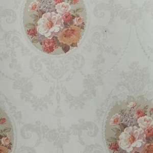 Floral Wallpaper Vinyl Wrap 15.6m x 106cm Brown with Red on Grey | Luxury line
