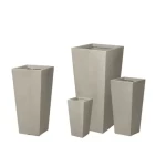 Fiberglass  Planter, Width 18 cm, Depth 18 cm, Height 38 cm, Beige Color.